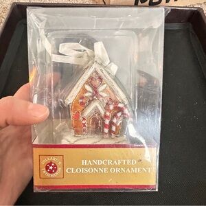 Vintage Dillards Enamel cloisonné Gingerbread Cottage Holiday Ornament